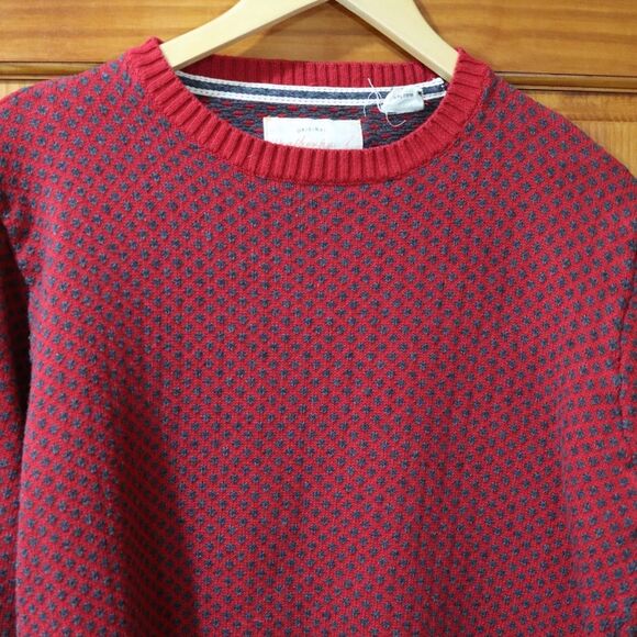 Weather Proof Red Print Sweater 100% Cotton Medium - Picture 5 of 9